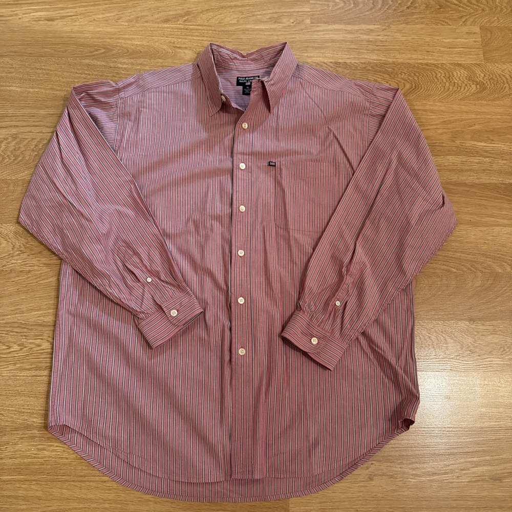 Polo Jeans Co Ralph Lauren Shirt Men's XL Multicolor‎ Striped Button Up Preppy
